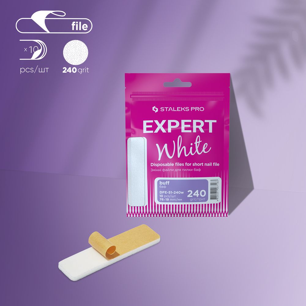 Limas desechables blancas Buffer EXPERT 51 - Grano #240 (10 unidades) - Compatible con Base Corta