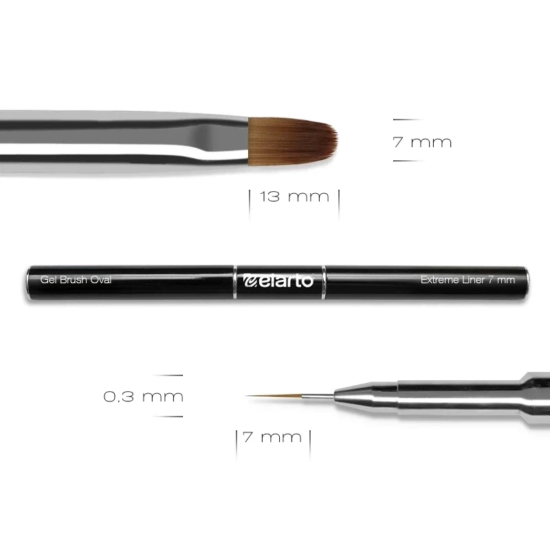 Pincel de Gel Oval+Delineador Extremo 7 mm (Negro)