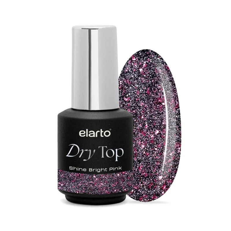 Dry Top Shine Bright Pink 7ml hybrid top coat with a flash effect