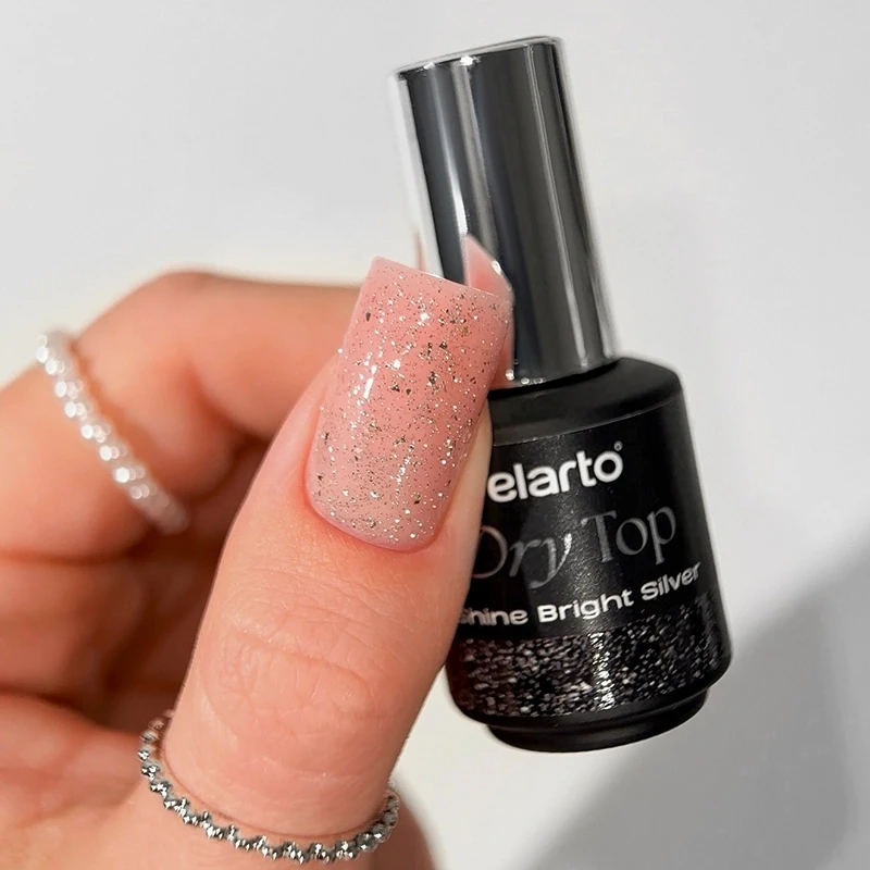 Dry Top Shine Plata Brillante 7ml top coat híbrido con efecto flash