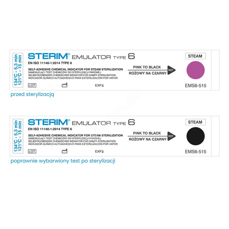 STERIM® Emulator 6 - Indicadores Químicos Tipo 6 para Control de Esterilización por Vapor (EMS6-515)