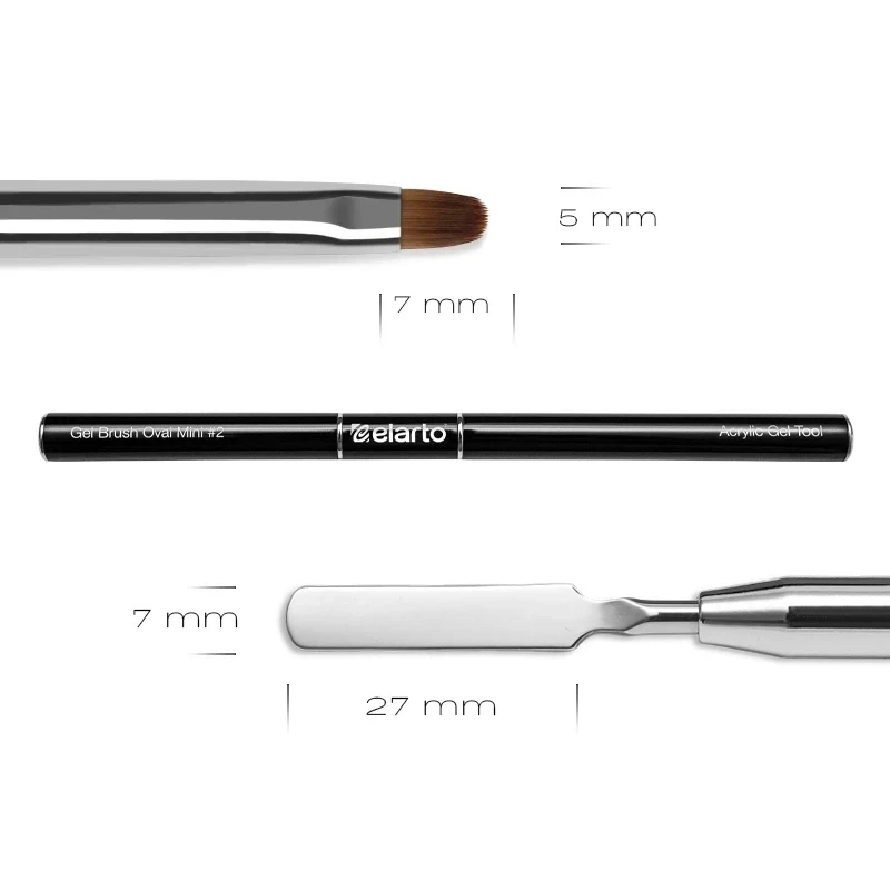 Pincel de Gel Oval Mini #2 + Acrygel Tool (Preto)