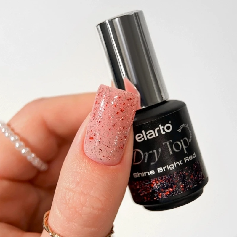 Dry Top Shine Rojo Brillante 7ml top coat híbrido con efecto flash