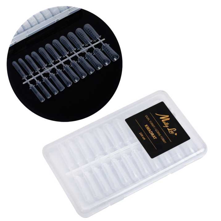 Moldes F1 para Gel, Acrigel y Acrílico Cuadrado con Medidas MollyLac – 220 unid. Modelo PH-68