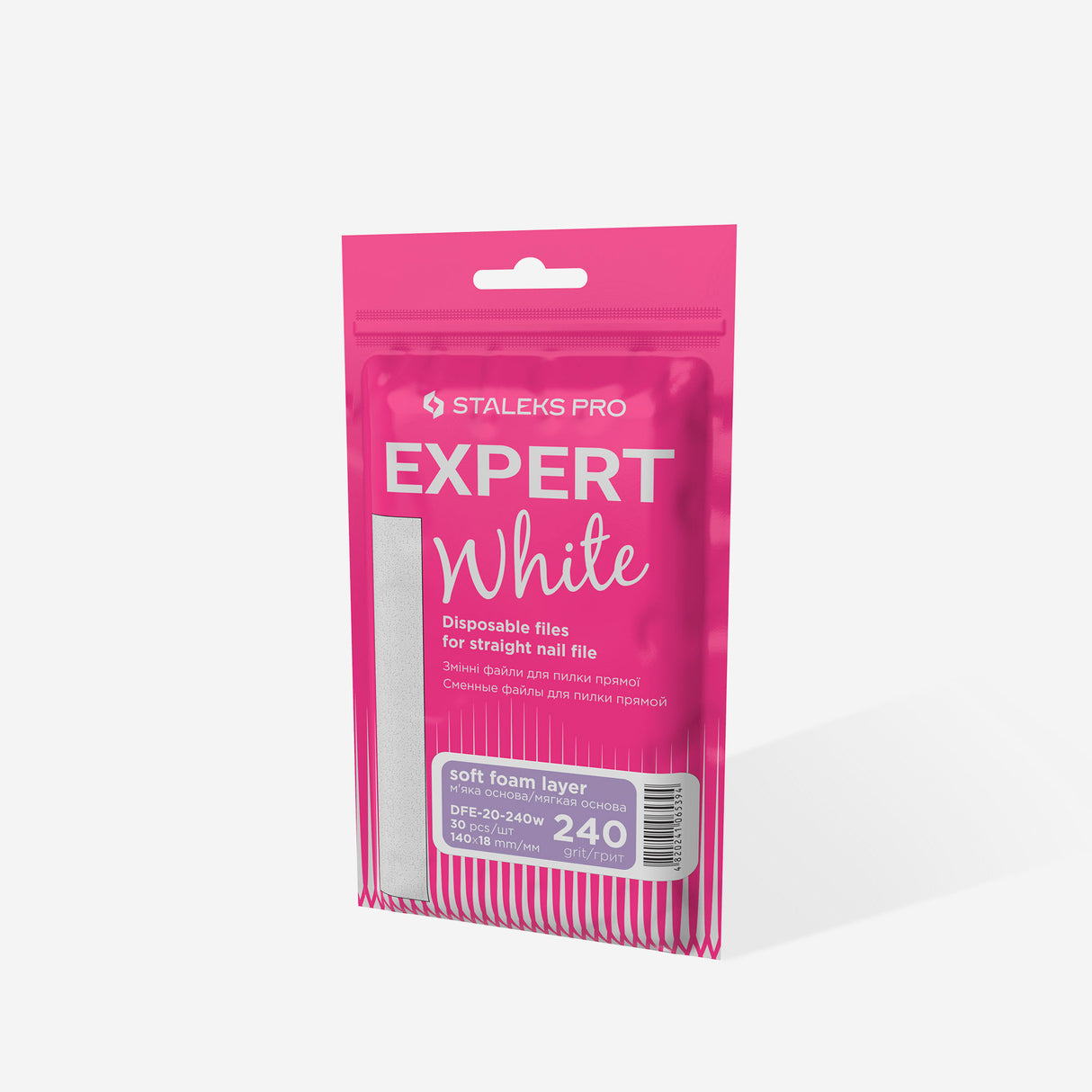 Limas Blancas Desechables Rectas – Capa de espuma | EXPERT 20, Grano #240 (30 Unidades)