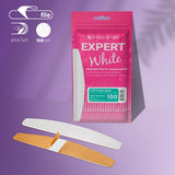 Disposable White Half-moon Nail Files – Foam layer | EXPERT 40, Grit #100 (30 Units)