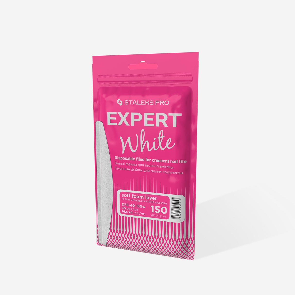 Limas Blancas Desechables Media Luna – Capa de espuma | EXPERT 40, Grano #150 (30 Unidades)