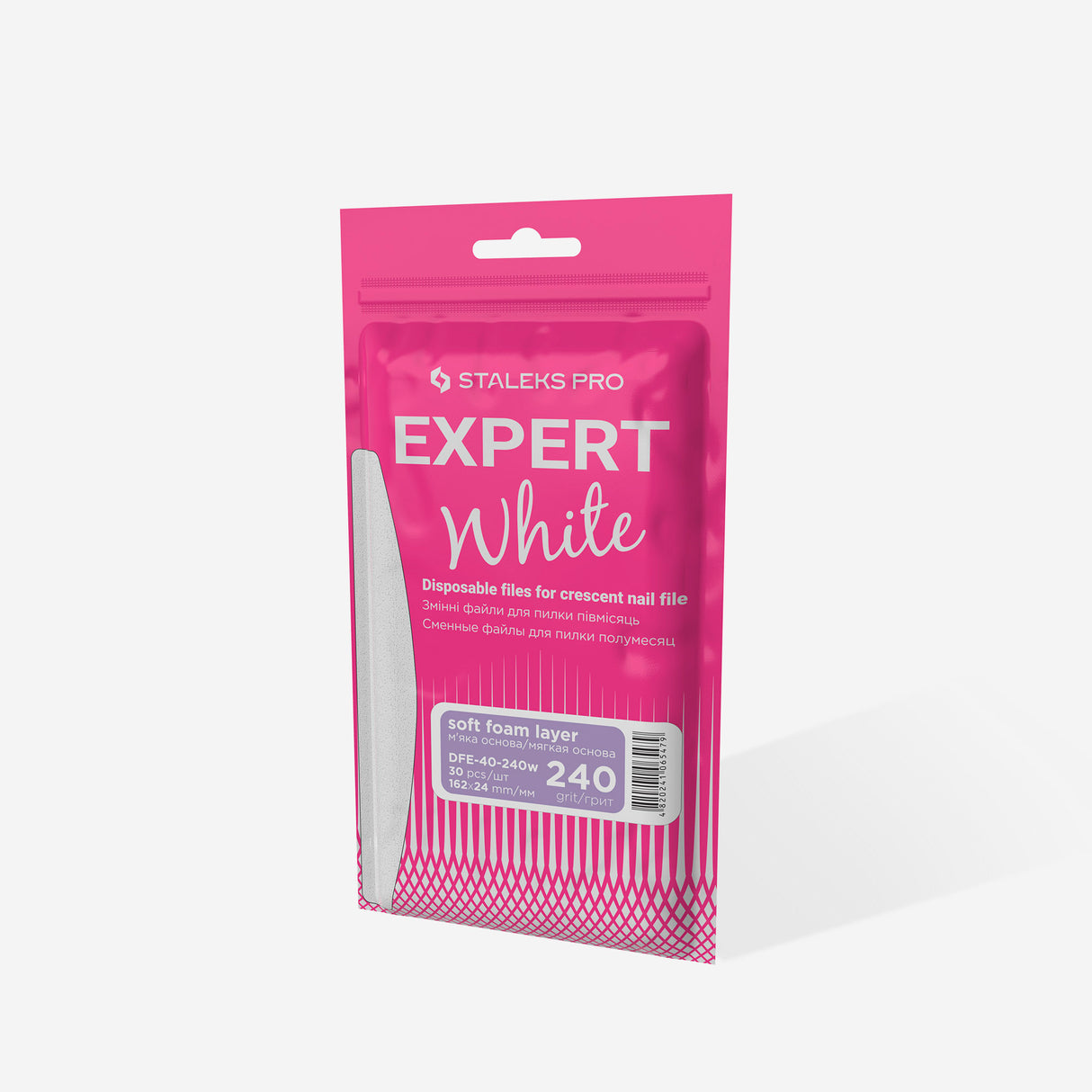 Limas Blancas Desechables Media Luna – Capa de espuma | EXPERT 40, Grano #240 (30 Unidades)